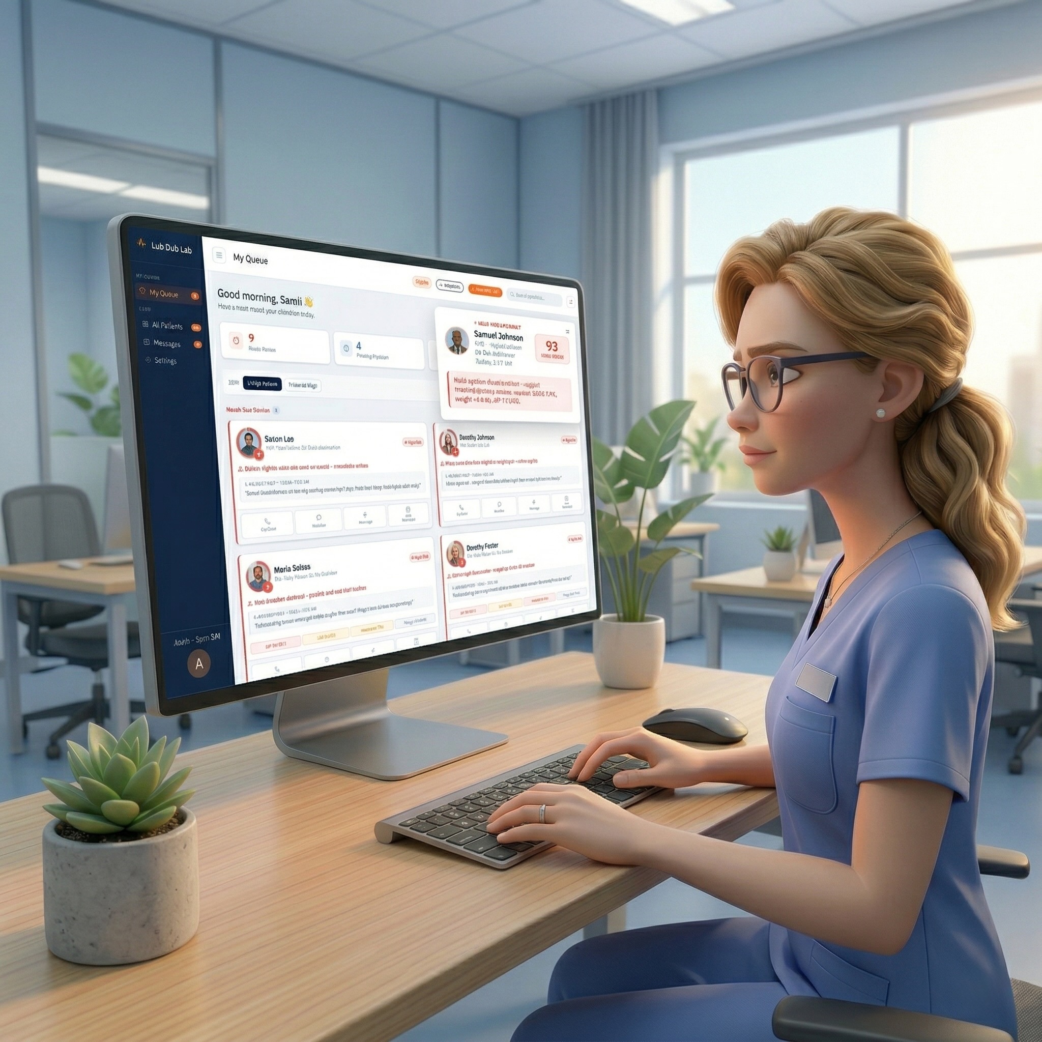 Nurse receiving risk-graded alert on dashboard